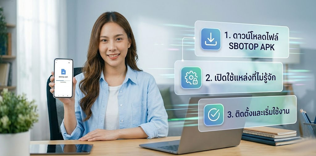 3 ขั้นตอนโหลด sbotop apk